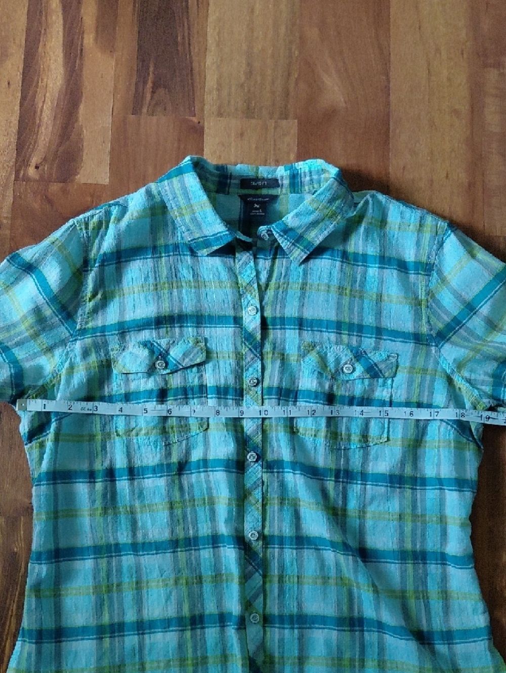 Eddie Bauer Short Sleeve Plaid Shaped Fit Button Up Shirt Outdoor Gorpcore - Picture 14 of 15